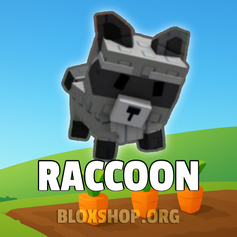Raccoon pet – Grow a Garden Roblox companion that duplicates crops from other players' gardens.